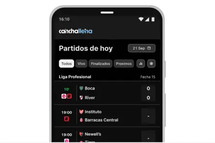 Imagen de celular con la app de Canchallena